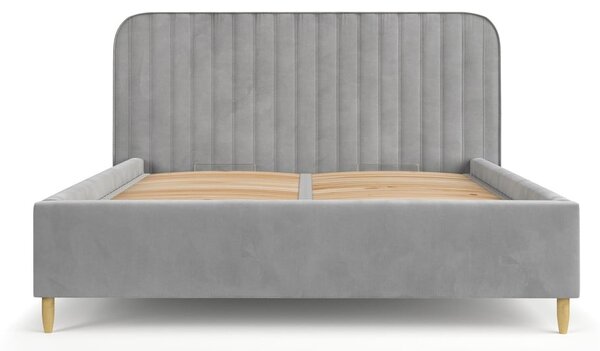 Sivá čalúnená dvojlôžková posteľ s úložným priestorom s roštom 160x200 cm Noto – Maison de Rêve