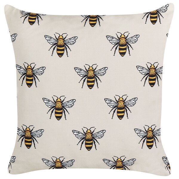Sada 2 záhradných vankúšov béžová polyester vzor včiel 45 x 45 cm štvorcový moderný štýl vonkajšia terasa vodoodolná