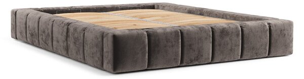 Hnedá čalúnená dvojlôžková posteľ s úložným priestorom s roštom 160x200 cm Aruba L – Maison de Rêve