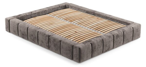 Hnedá čalúnená dvojlôžková posteľ s úložným priestorom s roštom 160x200 cm Aruba L – Maison de Rêve