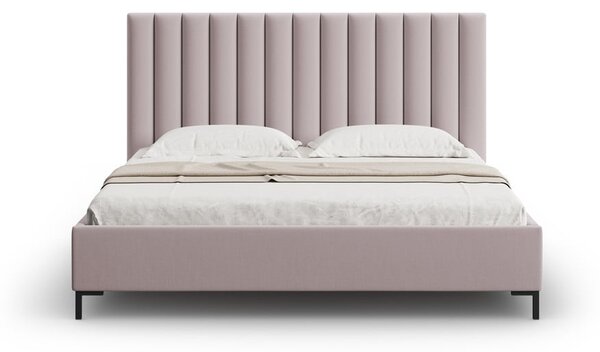 Svetloružová čalúnená dvojlôžková posteľ s úložným priestorom s roštom 140x200 cm Casey – Mazzini Beds