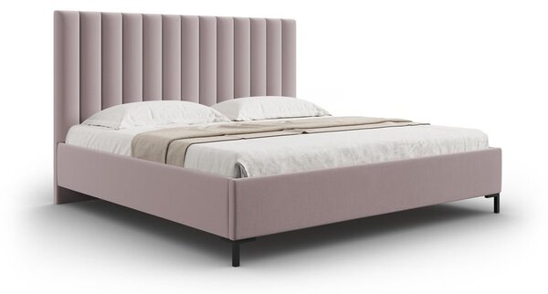 Svetloružová čalúnená dvojlôžková posteľ s úložným priestorom s roštom 140x200 cm Casey – Mazzini Beds