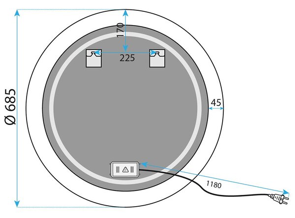 Nástenné LED zrkadlo YH-BL-1 70 cm