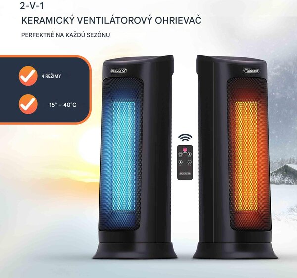 Ventilátorový ohrievač 2000 W - čierny