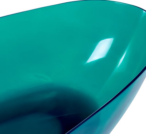 Voľne stojaca vaňa priehľadná modrozelená z materiálu solid surface 169 x 78 cm oválne pre jednu osobu moderný dizajn