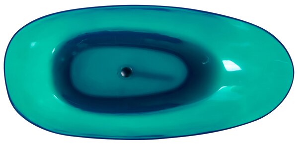 Voľne stojaca vaňa priehľadná modrozelená z materiálu solid surface 169 x 78 cm oválne pre jednu osobu moderný dizajn