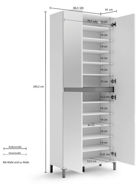 PREDSIEŇOVÁ SKRIŇA, biela, 80/200/34 cm Xora - Skrine, Online Only