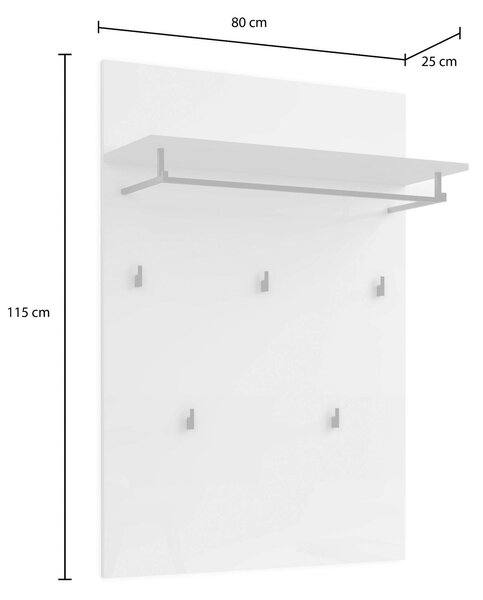 VEŠIAKOVÝ PANEL, biela, 80/115/28 cm Xora - Vešiakové steny, Online Only