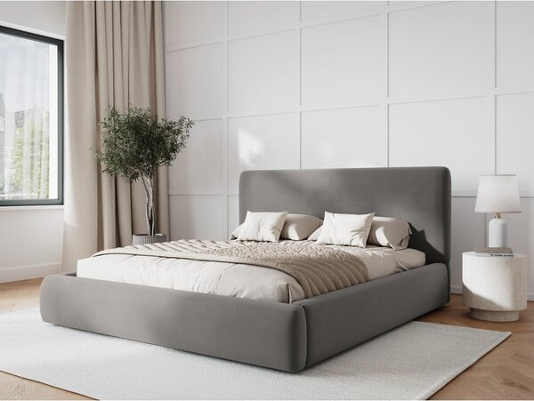 Sivá čalúnená dvojlôžková posteľ s úložným priestorom s roštom 180x200 cm Colonel – Cosmopolitan Design