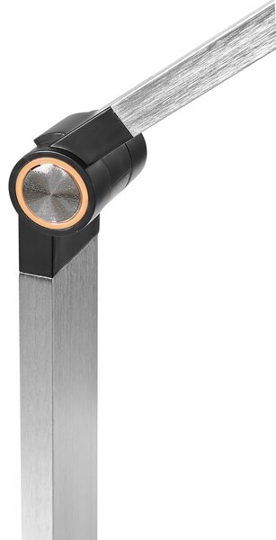 Stolná lampa sivá syntetický materiál 3 režimy teploty svetla plynulý stmievač bezdrôtová nabíjačka nastaviteľné tienidlo kancelária