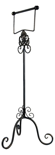 Čierny antik kovový držiak toaletného papiera Potier ornament - 27*24*70 cm - Clayre & Eef