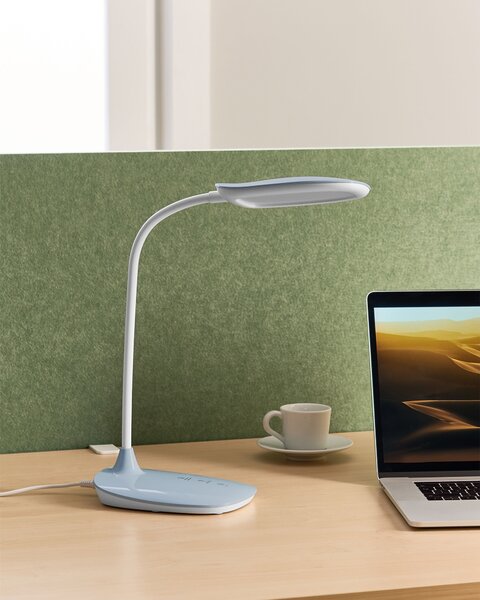 Stolná LED lampa modrá syntetický materiál 3 režimy teploty svetla so stmievačom nastaviteľná kancelária