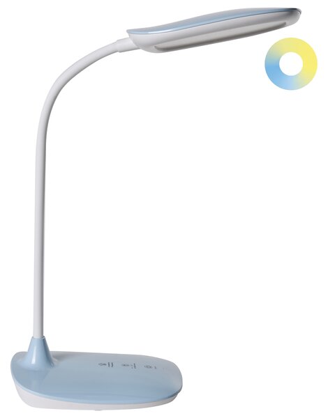 Stolná LED lampa modrá syntetický materiál 3 režimy teploty svetla so stmievačom nastaviteľná kancelária