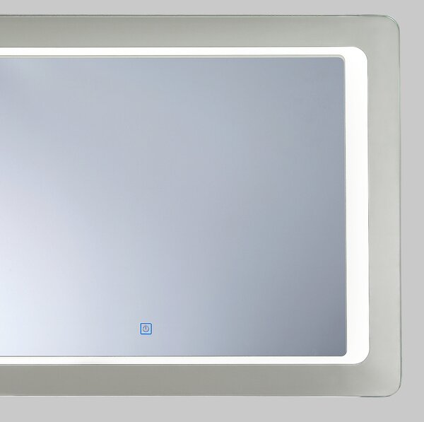 Nástenné zrkadlo strieborné s LED svetlom osvetlené obdĺžnikové 60 x 80 cm systém proti zahmlievaniu