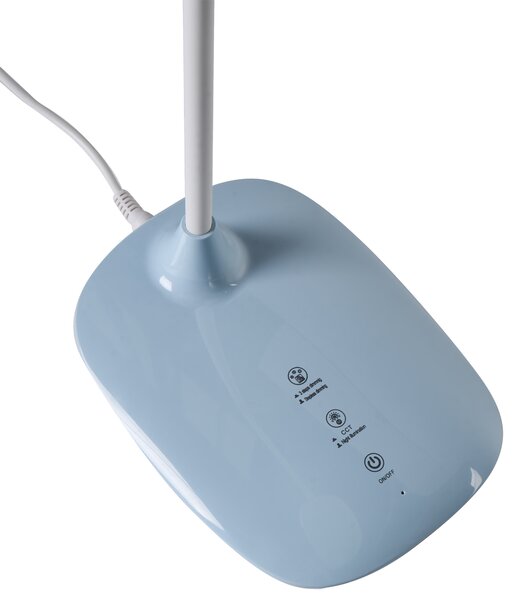 Stolná LED lampa modrá syntetický materiál 3 režimy teploty svetla so stmievačom nastaviteľná kancelária