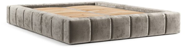 Béžová čalúnená dvojlôžková posteľ s úložným priestorom s roštom 160x200 cm Aruba L – Maison de Rêve