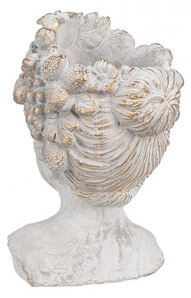 Vnitřní květináč žena 14x14x22 cm šedý kamenný květináč - 14*14*22 cm - Clayre & Eef