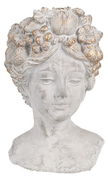 Vnitřní květináč žena 14x14x22 cm šedý kamenný květináč - 14*14*22 cm - Clayre & Eef