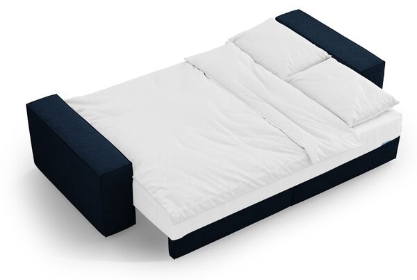 Tmavomodrá rozkladacia pohovka z textílie bouclé 247 cm Jodie – Micadoni Home