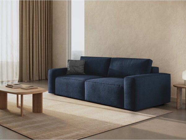 Tmavomodrá rozkladacia pohovka z textílie bouclé 247 cm Jodie – Micadoni Home