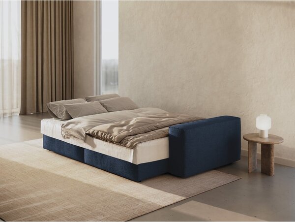 Tmavomodrá rozkladacia pohovka z textílie bouclé 247 cm Jodie – Micadoni Home