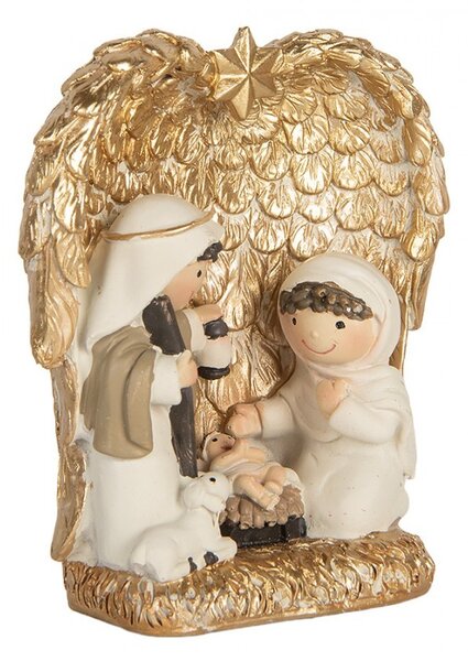 Zlatá antik vianočné dekorácie Betlehem v anjelských krídlach - 12*6*13 cm - Clayre & Eef