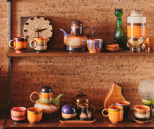 Set 4ks hrnček na kávu 70s Café Brazil - 10 * 7,5 * 8cm / 250 ml - HKLIVING
