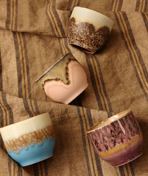 Set 4ks hrnček na kávu 70s Café Lagoon - 8 * 8 * 7cm / 250 ml - HKLIVING