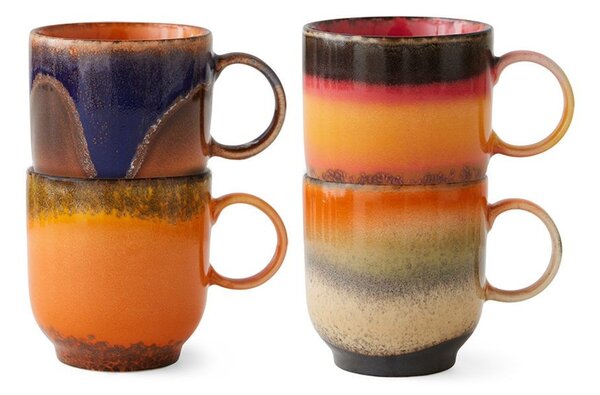 Set 4ks hrnček na kávu 70s Café Brazil - 10 * 7,5 * 8cm / 250 ml - HKLIVING