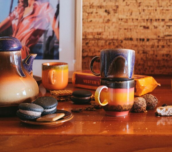 Set 4ks hrnček na kávu 70s Café Brazil - 10 * 7,5 * 8cm / 250 ml - HKLIVING