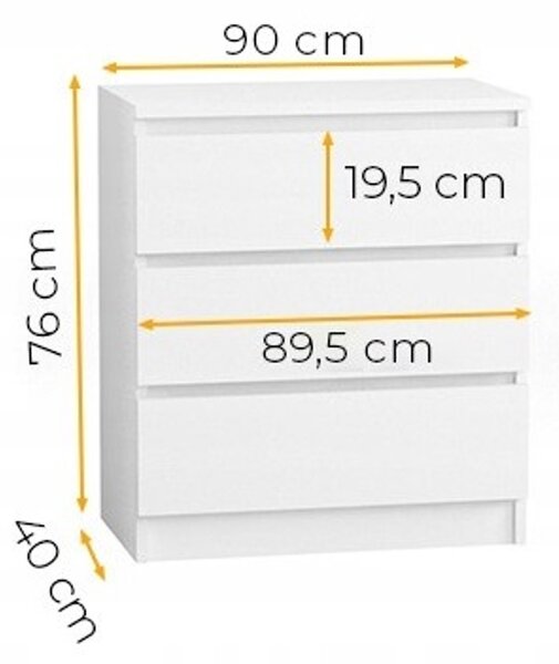Komoda 90/3 cm Biela