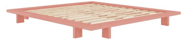 Svetloružová dvojlôžková posteľ z borovicového dreva s roštom 140x200 cm Japan – Karup Design