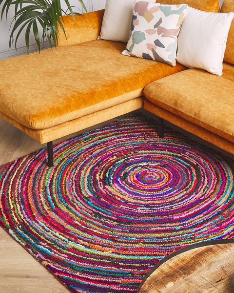 Koberec viacfarebný s bavlnou 140 x 200 cm obdĺžnikový abstraktný vzor ručne tkaný boho štýl