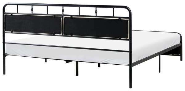 Kovová posteľ čierna železo 180 x 200 cm s lamelovým roštom moderný tradičný štýl spálňa