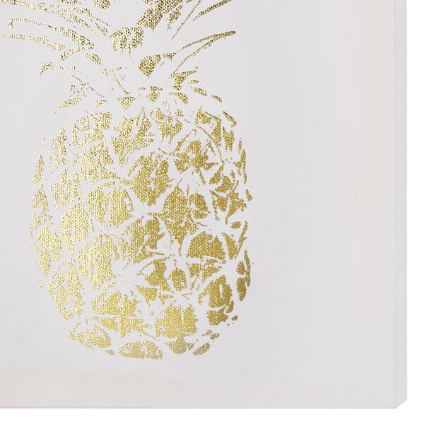 Sada 3 obrazov na plátne zelená ružová zlatá nylon MDF 30 x 30 cm štvorcový tvar motív ananásu moderný štýl doplnky dekorácie