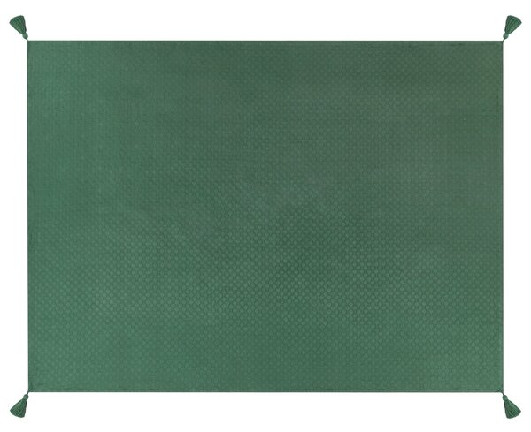 Deka zelená bavlnená 150 x 200 cm posteľná prikrývka so strapcami spálňa doplnky