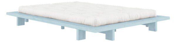 Svetlomodrá dvojlôžková posteľ z borovicového dreva s roštom 180x200 cm Japan – Karup Design