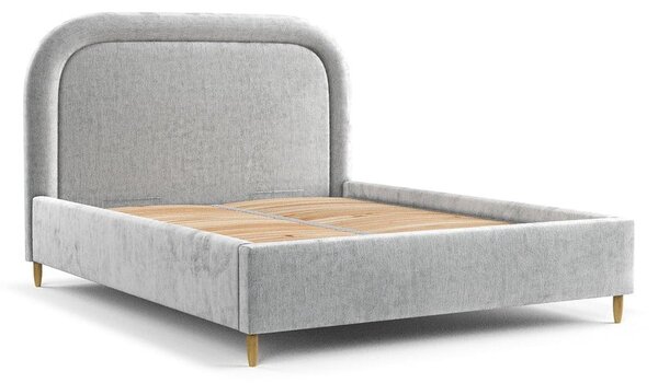 Svetlosivá čalúnená dvojlôžková posteľ s úložným priestorom s roštom 140x200 cm Mija – Maison de Rêve