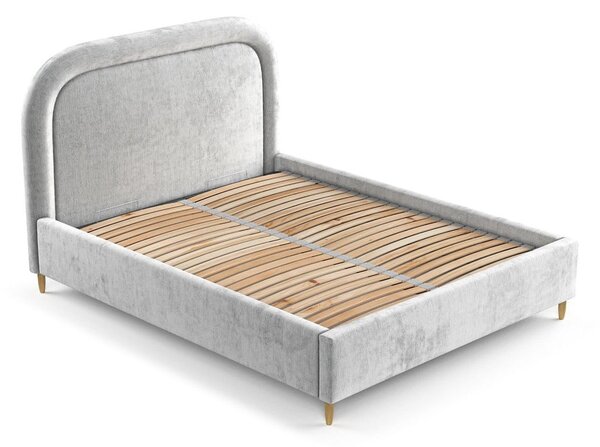 Svetlosivá čalúnená dvojlôžková posteľ s úložným priestorom s roštom 140x200 cm Mija – Maison de Rêve