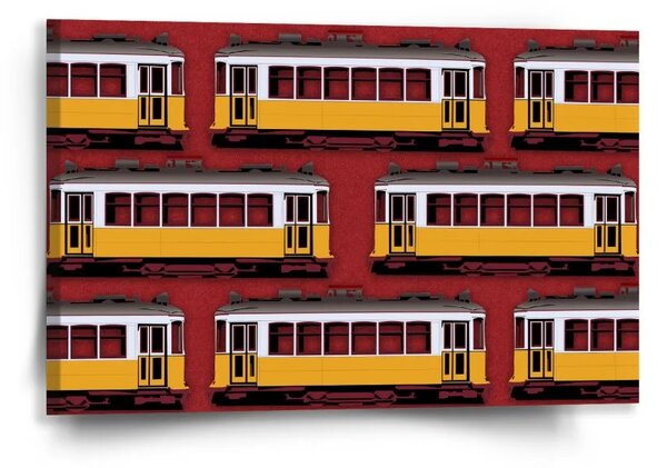 Sablio Obraz Lisabonské historické električky Červený Pattern - 60x40 cm