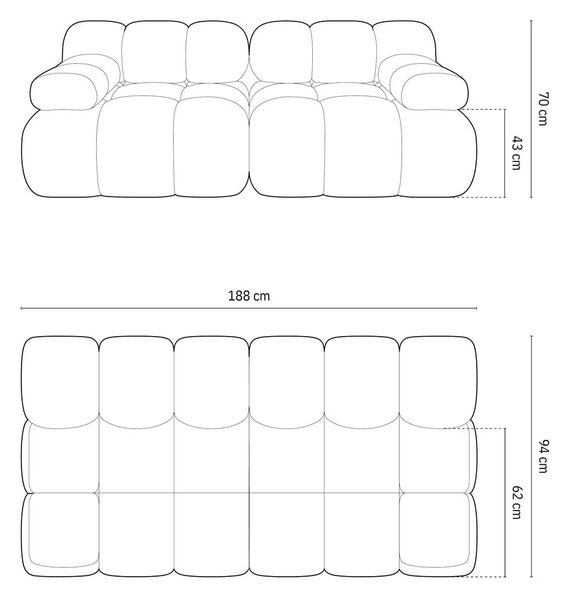Béžová modulárna pohovka z textílie bouclé 188 cm Bellis – Micadoni Home