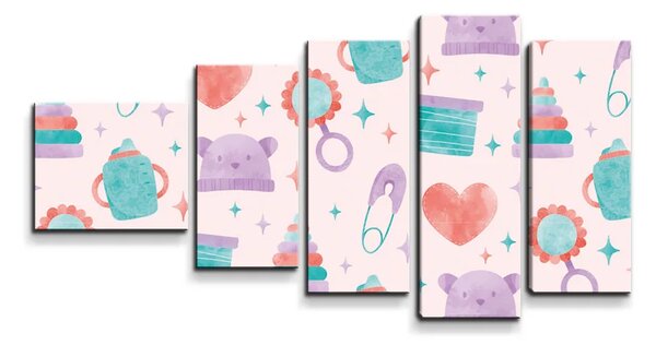 Sablio Obraz - 5-dílný Hrkálka a čiapočky - 100x60 cm