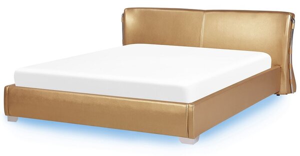 Manželská posteľ 180 cm PARNAS (s roštom a LED osvetlením) (zlatá). Vlastná spoľahlivá doprava až k Vám domov. 1022994
