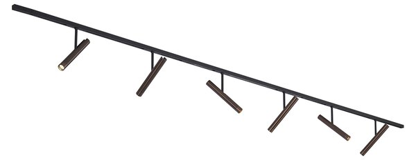Moderný koľajnicový systém čierny so 6 tmavými bronzovými reflektormi 1-fázový - Slimline Avery