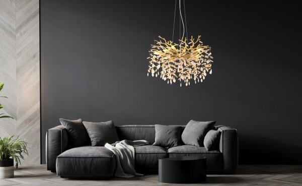 Globo 64138H2G - Závesný luster QUEENA na lanku 10xE14/40W/230V zlatý