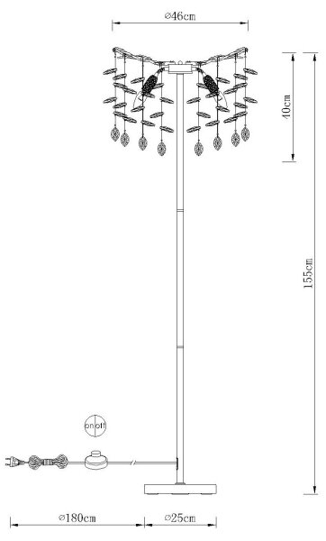 Globo 64138SG - Stojacia lampa QUEENA 5xE14/40W/230V zlatá