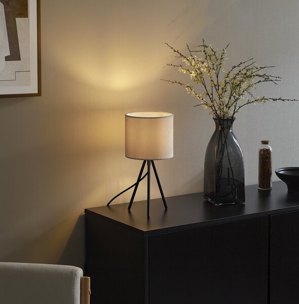 Moderná stolná lampa s trojnožkou biela so zamatovým tienidlom - Luz
