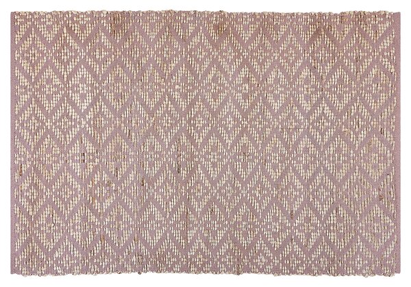 Koberec béžová a ružová bavlna juta 140 x 200 cm geometrický vzor rustikálny boho