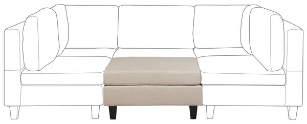 Taburet béžový látkový čalúnený štvorcový drevené nohy minimalistický moderný dizajn