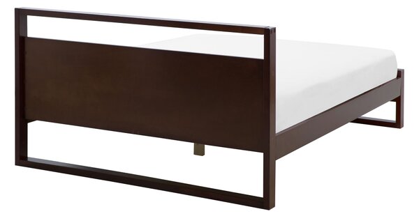 Posteľ tmavohnedá borovicové drevo 140 x 200 cm rám postele s lamelovým roštom moderný dizajn